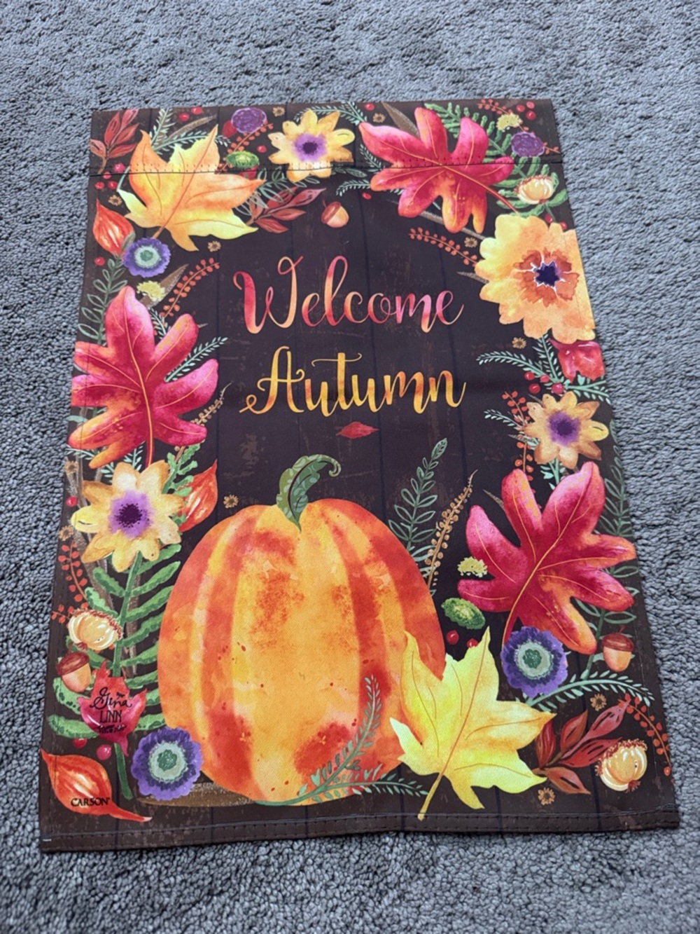 Welcome Autumn Pumpkin Floral Fall Garden Flag Harvest Decor Rustic Thanksgiving